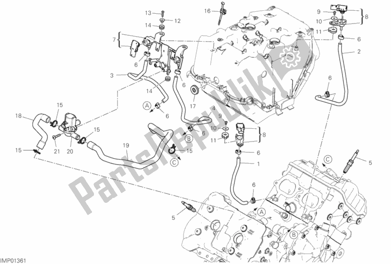 Toutes les pièces pour le Système D'air Secondaire du Ducati Superbike Panigale V4 USA 1100 2020